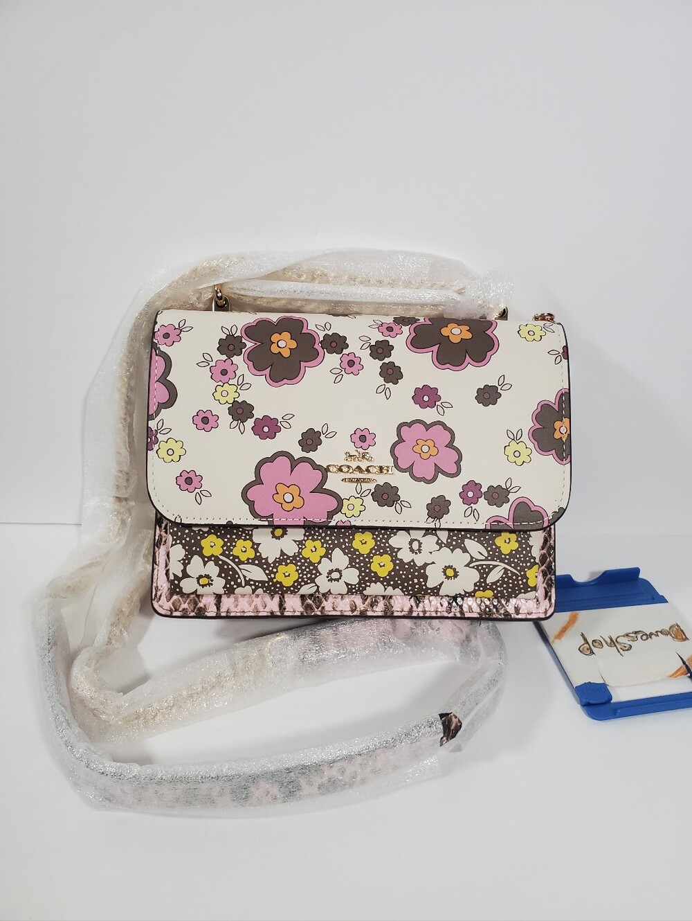 Coach Mini Klare Crossbody Bag With Floral Print CDW82 Gold/Pink Multi